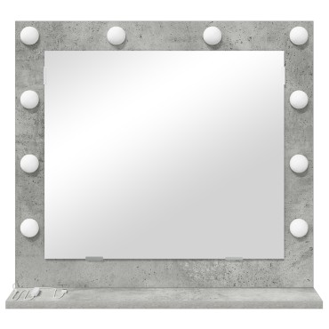 vidaXL Καθρέφτης Vanity με LED Φώτα Γκρι Σκυρόδεμα 60x55x18 εκ.