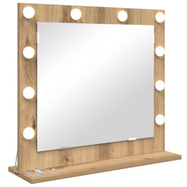 vidaXL Καθρέφτης Vanity με LED φώτα Artisan Oak 60x55x18 εκ