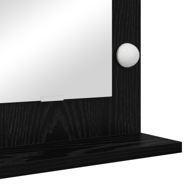 vidaXL Καθρέφτης Μακιγιάζ με LED Φώτα Μαύρη Δρυς 80x55x18 εκ
