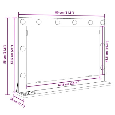vidaXL Καθρέφτης τουαλέτας Σκυρόδεμα Γκρι 80 x 55 x 18 εκ. Ορθογώνιος