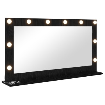 vidaXL Καθρέφτης με LED Φώτα Μαύρη Δρυς 100x55x18 εκ