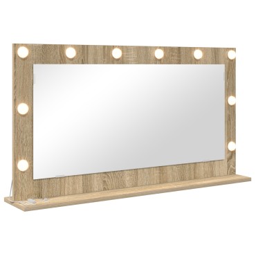 vidaXL Καθρέφτης τουαλέτας Sonoma Oak MDF, Γυαλί 100 x 55 x 18 εκ.