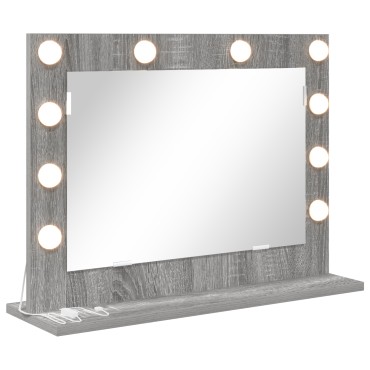 vidaXL Καθρέφτης Vanity Γκρι Sonoma MDF, Γυαλί 60 x 45 x 18 εκ.