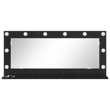 vidaXL καθρέφτης μακιγιάζ με φώτα LED Μαύρη Δρυς 100x45x18 εκ