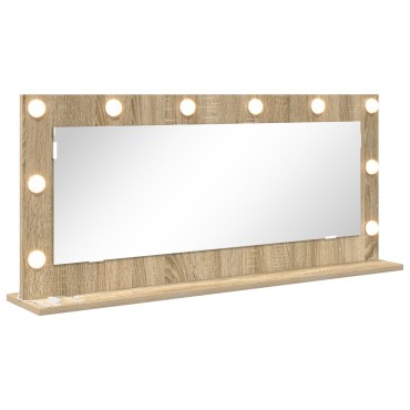 vidaXL Καθρέφτης Vanity με LED φώτα Sonoma Oak 100x45x18 εκ.