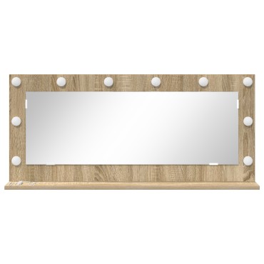 vidaXL Καθρέφτης Vanity με LED φώτα Sonoma Oak 100x45x18 εκ.