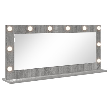 vidaXL Καθρέφτης Vanity με LED Φώτα Γκρι Σομπάνα 100x45x18 εκ