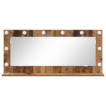 vidaXL Καθρέφτης Vanity με LED Φώτα Παλιό Ξύλο 100x45x18 εκ.