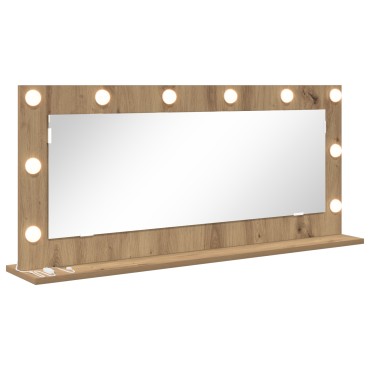 vidaXL Καθρέφτης Vanity με φώτα LED Artisan Oak 100x45x18 εκ.