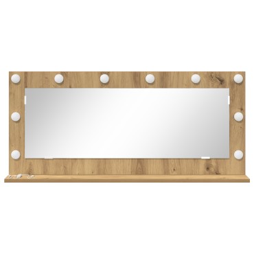 vidaXL Καθρέφτης Vanity με φώτα LED Artisan Oak 100x45x18 εκ.