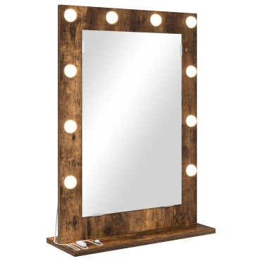 vidaXL Καθρέφτης Vanity Καπνιστό ξύλο Ξύλο, Γυαλί 70 x 50 x 18 εκ