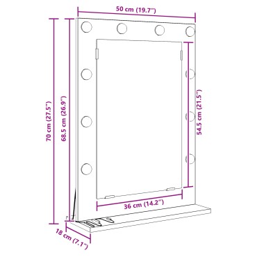 vidaXL Καθρέφτης Vanity Παλιό ξύλο Στερεό Ξύλο 70 x 50 x 18 εκ.