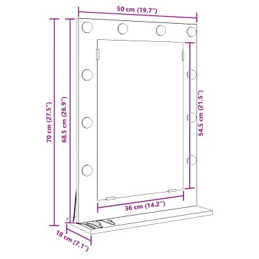 vidaXL Καθρέφτης τουαλέτας Artisan Oak 70 x 50 x 18 εκ. Ορθογώνιος