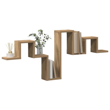 vidaXL Ράφια Τοίχου Καλλιτεχνικό Δρυς 104,5x10x43cm Επεξεργασμένο Ξύλο 1 τεμ.