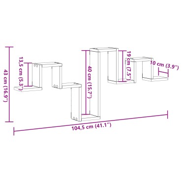 vidaXL Ράφια Τοίχου Καλλιτεχνικό Δρυς 104,5x10x43cm Επεξεργασμένο Ξύλο 1 τεμ.