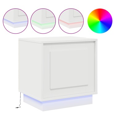 vidaXL Κομοδίνο με LED Φωτισμό Λευκό 44x34,5x45cm 1 τεμ.
