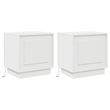 vidaXL Κομοδίνα με LED Φώτα 2 τεμ. Λευκό 44x34,5x45 εκ