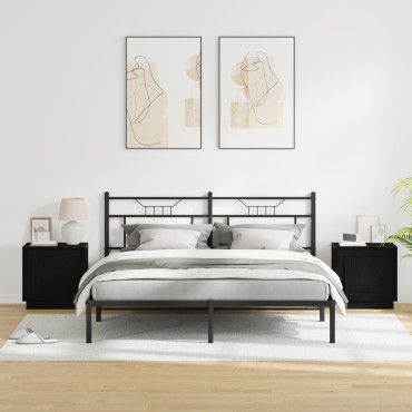 vidaXL Κομοδίνο 2 τεμ. Μαύρο 44x34,5x45cm Επεξεργασμένο Ξύλο