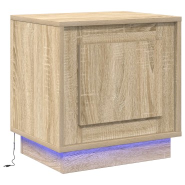 vidaXL κομοδίνο με LED φώτα Σονομα Οξιά 44x34,5x45cm 1 τεμ.
