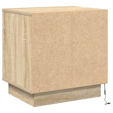 vidaXL κομοδίνο με LED φώτα Σονομα Οξιά 44x34,5x45cm 1 τεμ.