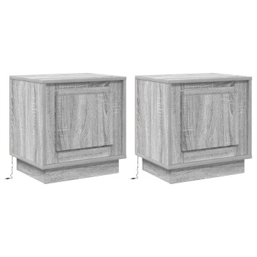 vidaXL Κομοδίνο 2 τεμ. Γκρι 44x34,5x45cm Επεξεργασμένο Ξύλο