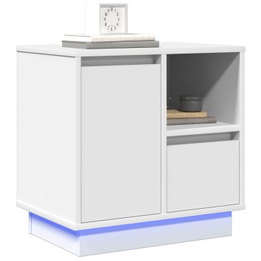 vidaXL Κομοδίνα με LED 2 τεμ. Λευκά 50x34,5x50cm