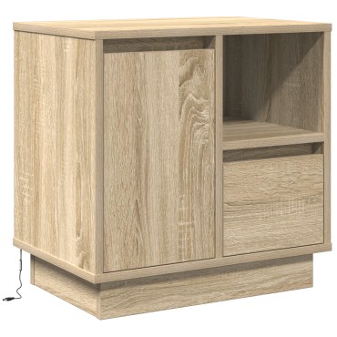 vidaXL κομοδίνο με LED από Sonoma Oak 50x34,5x50cm 1 τεμ.