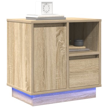 vidaXL κομοδίνο με LED από Sonoma Oak 50x34,5x50cm 1 τεμ.