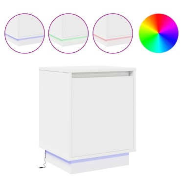 vidaXL Κομοδίνα με LED Φώτα 2 τεμ. Λευκό 39x34,5x50cm