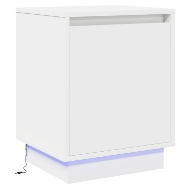 vidaXL Κομοδίνα με LED Φώτα 2 τεμ. Λευκό 39x34,5x50cm