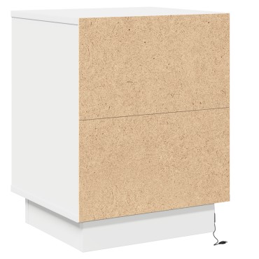 vidaXL Κομοδίνα με LED Φώτα 2 τεμ. Λευκό 39x34,5x50cm