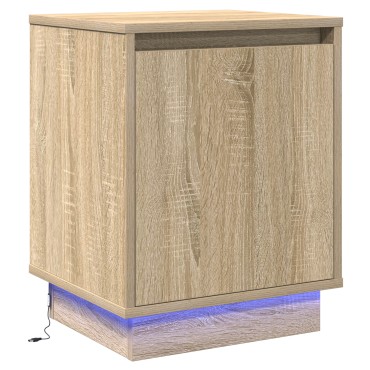 vidaXL Κομοδίνο με LED Φωτισμό Sonoma Oak 39x34,5x50 εκ 1 τεμ.