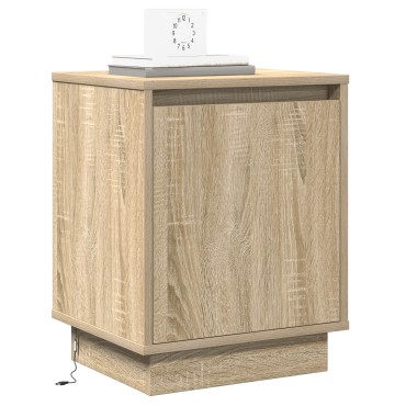 vidaXL Κομοδίνο με LED Φωτισμό Sonoma Oak 39x34,5x50 εκ 1 τεμ.
