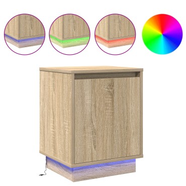 vidaXL Κομοδίνο με LED Φωτισμό Sonoma Oak 39x34,5x50 εκ 1 τεμ.