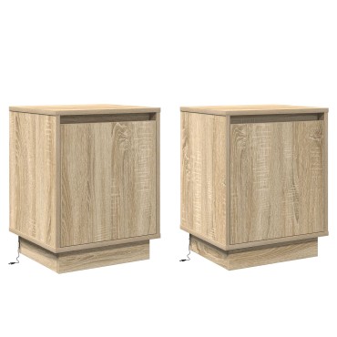 vidaXL Κομοδίνα Σετ 2 Οξιά Επεξεργασμένο Ξύλο 39x34.5x50cm 1 τεμ.