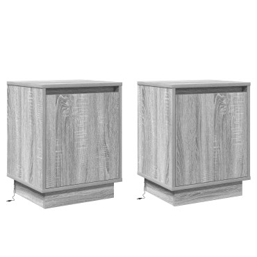 vidaXL Κομοδίνο 2 τεμ. Γκρι 39x34,5x50cm Επεξεργασμένο ξύλο