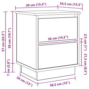 vidaXL Κομοδίνο με LED Φώτα Λευκό 39x34,5x50cm 1 τεμ.