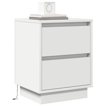 vidaXL Κομοδίνα με LED Φώτα 2 τεμ. Λευκό 39x34.5x50cm
