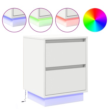 vidaXL Κομοδίνα με LED Φώτα 2 τεμ. Λευκό 39x34.5x50cm