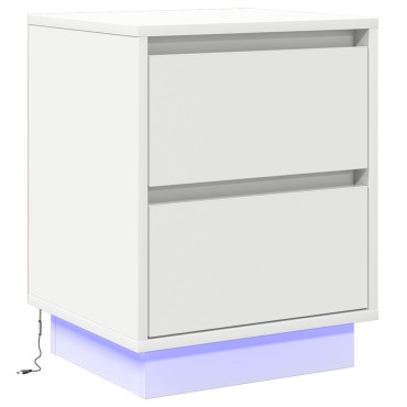 vidaXL Κομοδίνα με LED Φώτα 2 τεμ. Λευκό 39x34.5x50cm
