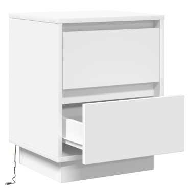vidaXL Κομοδίνα με LED Φώτα 2 τεμ. Λευκό 39x34.5x50cm