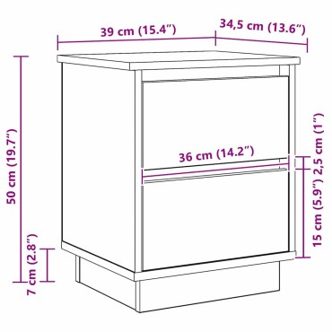 vidaXL Κομοδίνο Δρύς Sonoma 39x34,5x50cm Επεξεργασμένο ξύλο 1 τεμ.