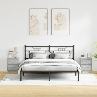 vidaXL Κομοδίνο 2 τεμ. Γκρι 39x34,5x50cm Επεξεργασμένο ξύλο