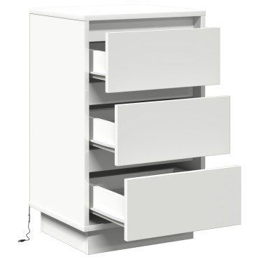 vidaXL κομοδίνο με LED Λευκό 39x34.5x65cm Επεξεργασμένο Ξύλο 1 τεμ.