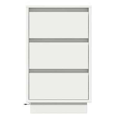 vidaXL κομοδίνο με LED Λευκό 39x34.5x65cm Επεξεργασμένο Ξύλο 1 τεμ.