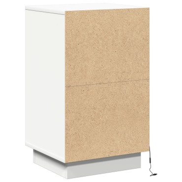 vidaXL κομοδίνο με LED Λευκό 39x34.5x65cm Επεξεργασμένο Ξύλο 1 τεμ.