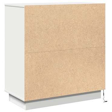 Κομοδίνο vidaXL με LED Λευκό 71x34,5x75cm Επεξεργασμένο ξύλο 1 τεμ.