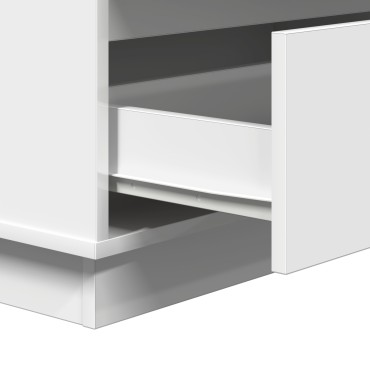 Κομοδίνο vidaXL με LED Λευκό 71x34,5x75cm Επεξεργασμένο ξύλο 1 τεμ.