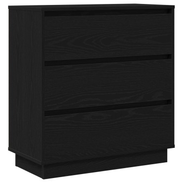 κομοδίνο vidaXL με LED Μαύρη Δρυς 71x34,5x75cm Επεξεργασμένο Ξύλο 1 τεμ.