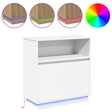 vidaXL Μπουφές με LED Λευκό 71x34,5x75cm Κατασκευασμένο Ξύλο 1 τεμ.